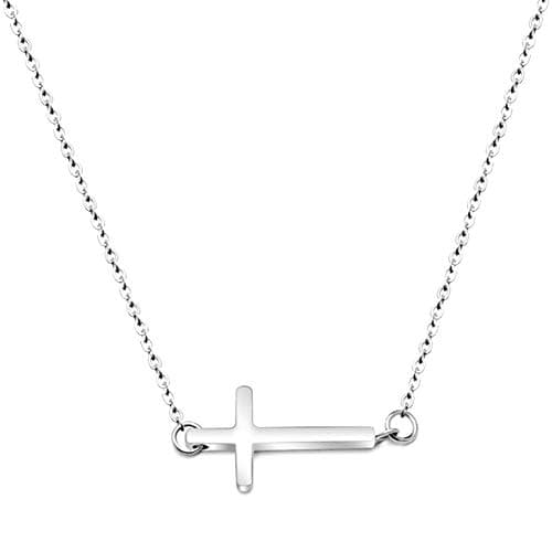 Jude Jewelers Stainless Steel Sideways Cross Prayer Collar Necklace