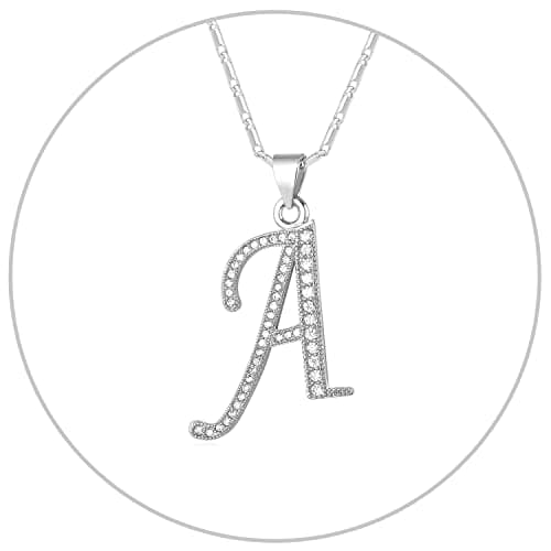 Alphabet A-Z Stainless Steel Choker for Women, Gold Plated CZ Jewelry, Gift Box Packed