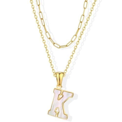 KELMALL Gold Initial Necklace, A-Z Circle Pendant Non-Tarnish Jewelry