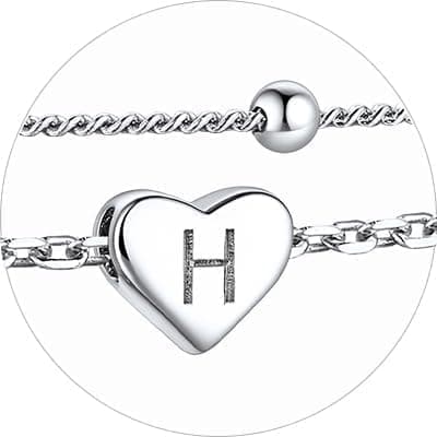 Stylish Women's 925 Sterling Silver Heart Anklets with Beads (Gift Box Included)