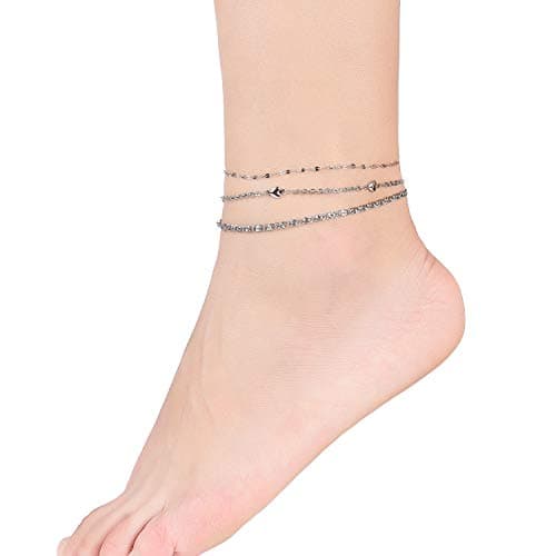 Hoduar Women's Stainless Steel Ankle Bracelet Set