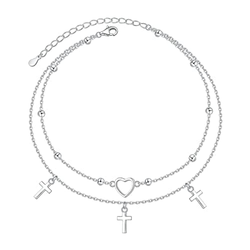 S925 Sterling Silver Evil Eye Starfish Heart Anklet for Women