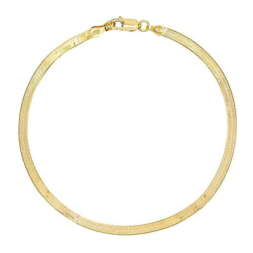 Kelistom 14K White Gold Plated Cuban Link Anklet Bracelets