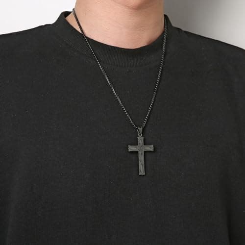 HZMAN Men's Stainless Steel Infinity Celtic Cross Pendant Necklace, 22+2" Chain