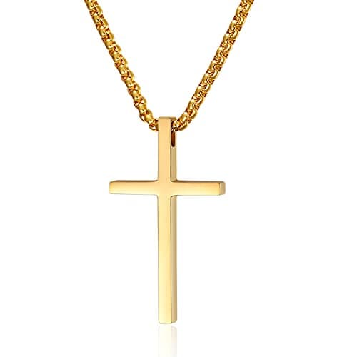 Philippians 4:13 Men's Rnivida Cross Necklace, Stainless Steel Christian Pendant