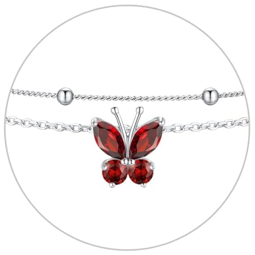 SILVERCUTE 925 Sterling Silver Butterfly Anklet for Women Waterproof Summer Beach Jewelry 22-27cm