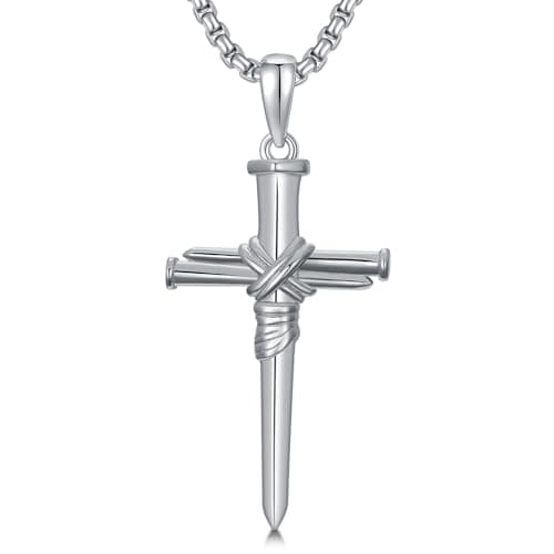 MEIDERBO 925 Sterling Silver 3 Nail Cross Pendant Men's Jewelry