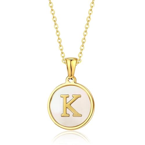 KELMALL Gold Initial Necklace, A-Z Circle Pendant Non-Tarnish Jewelry