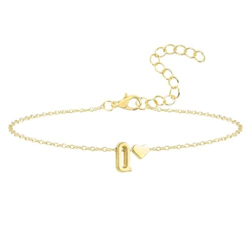 Seaield Women's 14K Gold Plated Personalized Initial Bracelet Trendy Gift