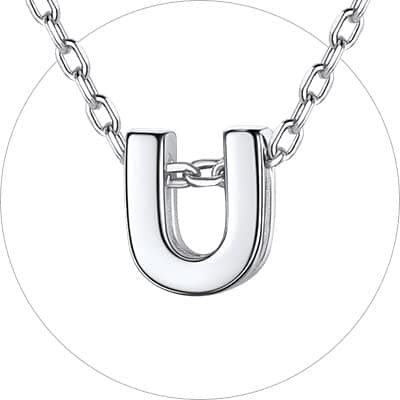 Chic Silver 925 Sterling Initial Necklace for Women, Personalized Gift (with Box)