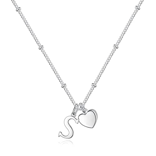 Vrsilver Easter Basket Stuffers: Heart Initial Necklaces for Girls & Women Jewelry