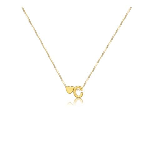 CAROVO 14K Gold Plated Heart Initial Necklaces for Women A-Z