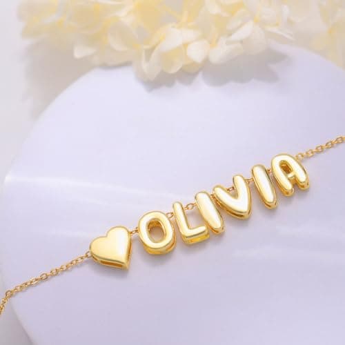 Yopicks Custom Initial 14K Gold Plated Necklaces for Women | Personalized Mama Gift