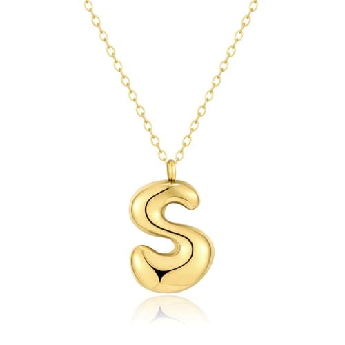 Kainier Colorful Balloon Alphabet Name Pendant 14K Gold Plated Necklaces…