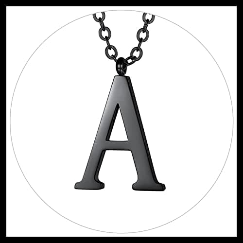 PROSTEEL Women's Trendy Gold Plated Black 316 Stainless Steel Initial Necklace, Adjustable 20-22"imentierten Mineralwass