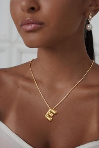 Coshilta Sterling Silver Balloon Initial Pendant Necklace for Women