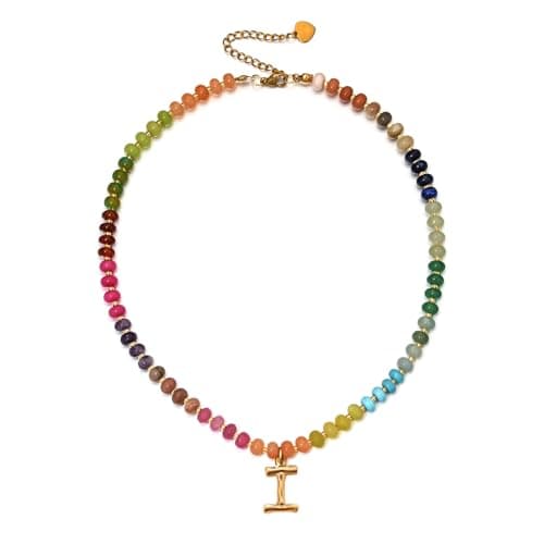 PDOUSELF Boho Personalized Beaded Initial Choker Necklace for Women Summer Beach