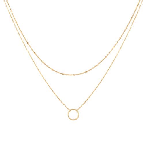 MEVECCO Handmade 18k Gold Plated Heart Arrow Layered Choker Necklace for Women
