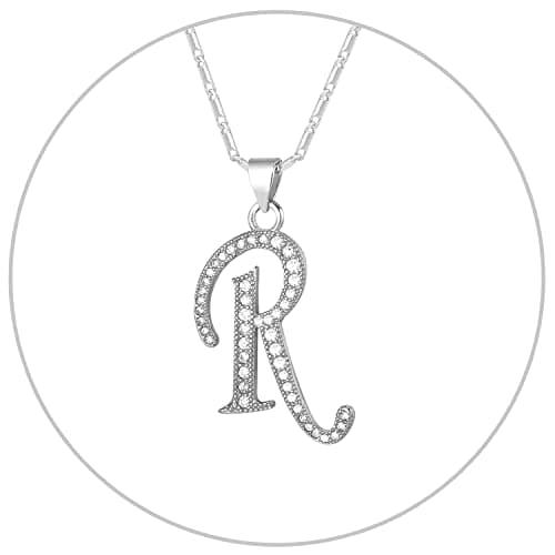 Alphabet A-Z Stainless Steel Choker for Women, Gold Plated CZ Jewelry, Gift Box Packed