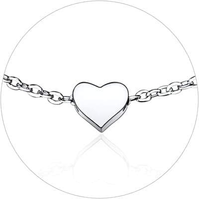 Chic Silver Personalized 925 Sterling Silver Tiny Heart Anklet for Women, Silver/Gold/Rose Gold (With Gift Box)
