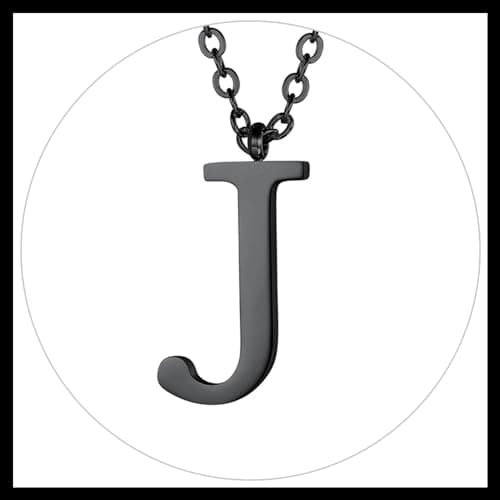 PROSTEEL Women's Trendy Gold Plated Black 316 Stainless Steel Initial Necklace, Adjustable 20-22"imentierten Mineralwass