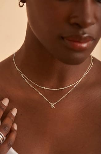 Gold Plated Round Letter A-Z Pendant Necklace for Women