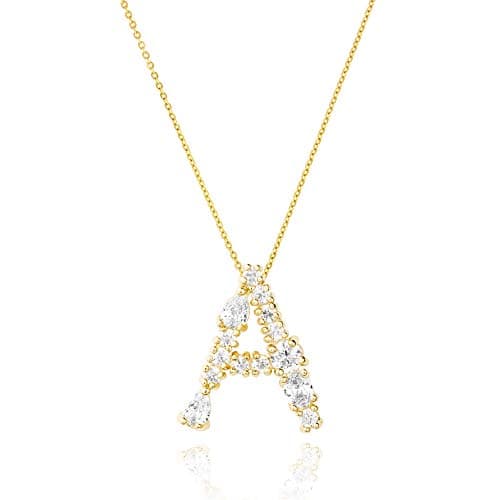 LAVLA 18k Gold Plated Colorful Crystal Initial Necklace