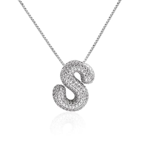 Qyalie Gold Plated Chunky Bubble Initial Letter Necklace for Women