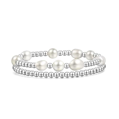 Badu Gold Baroque Pearl Beaded Stretch Bracelet for Women