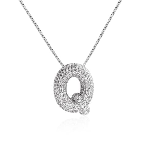 Qyalie Gold Plated Chunky Bubble Initial Letter Necklace for Women
