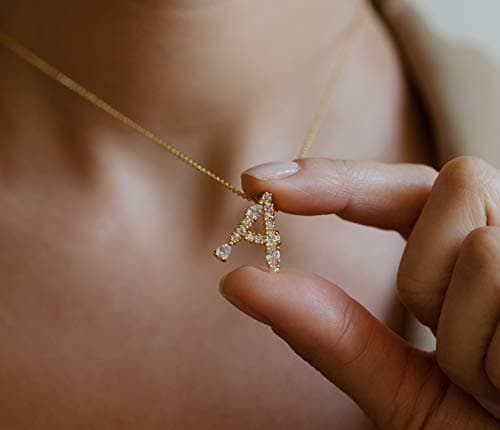 LAVLA 18k Gold Plated Colorful Crystal Initial Necklace