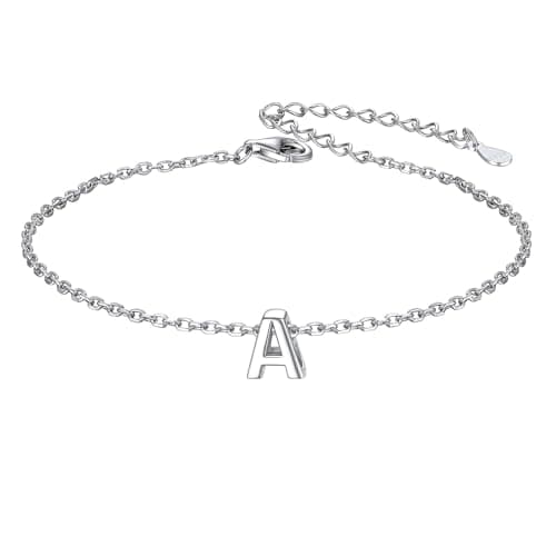 Chic Silver Initial Bracelet 925 Sterling Personalized Jewelry Gifts