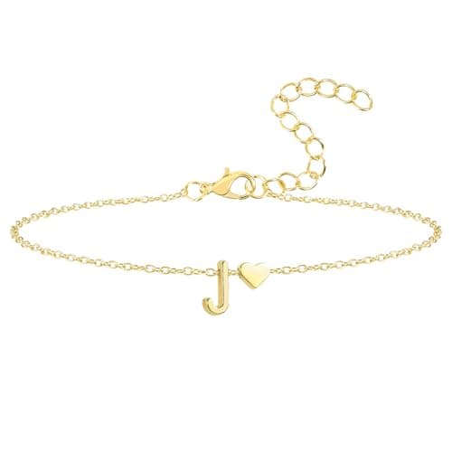 Seaield Women's 14K Gold Plated Personalized Initial Bracelet Trendy Gift