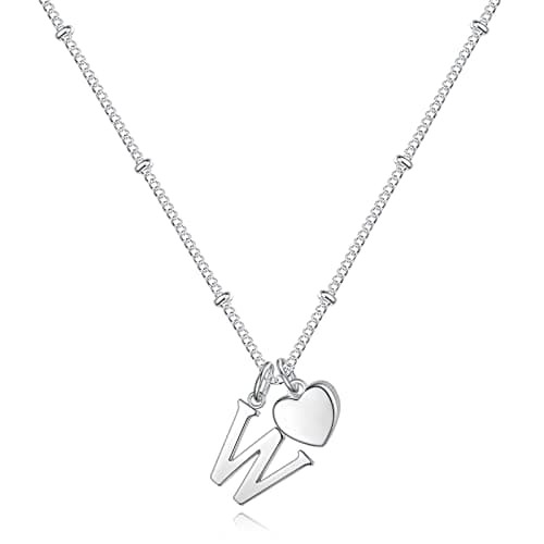 Vrsilver Easter Basket Stuffers: Heart Initial Necklaces for Girls & Women Jewelry