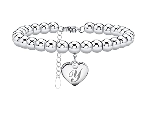 Monily Stainless Steel Heart Alphabet Bracelet for Women