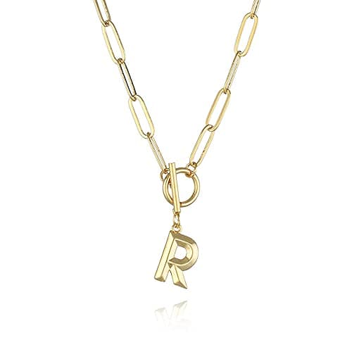 Eben-Ezer Hiphop Gold Initial A-Z Pendant Thick Chain Necklace