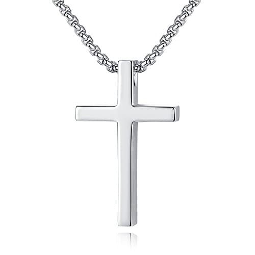 Black Gold Silver Cross Necklace for Boys & Men, Religious Jewelry Gifts