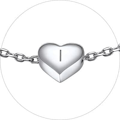 Chic Personalized 925 Sterling Silver Heart Initial Bracelet for Women(with Gift Box)