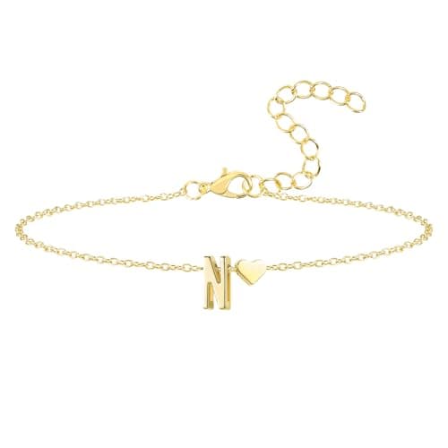 Seaield Women's 14K Gold Plated Personalized Initial Bracelet Trendy Gift