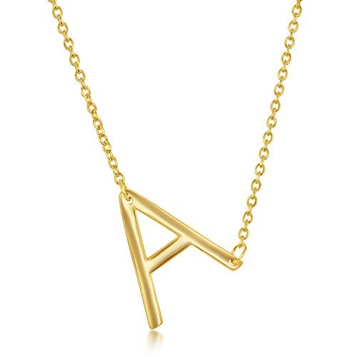 Beaux Bijoux Sideways Initial 14k Gold & Silver Necklaces | Unique Birthday Gift | Trendy Dainty Jewelry