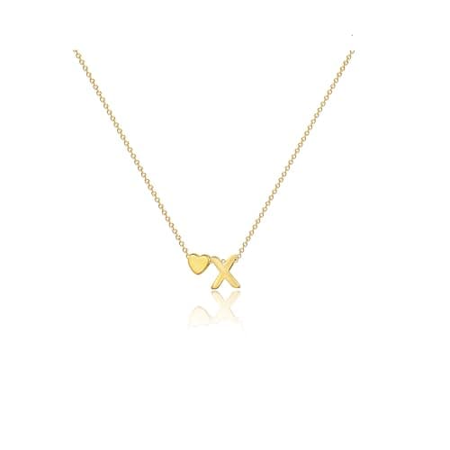 CAROVO 14K Gold Plated Heart Initial Necklaces for Women A-Z