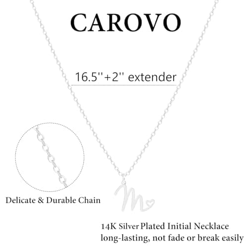 CAROVO Dainty 14K Gold/Silver Letter Monogram Initial Choker Necklace