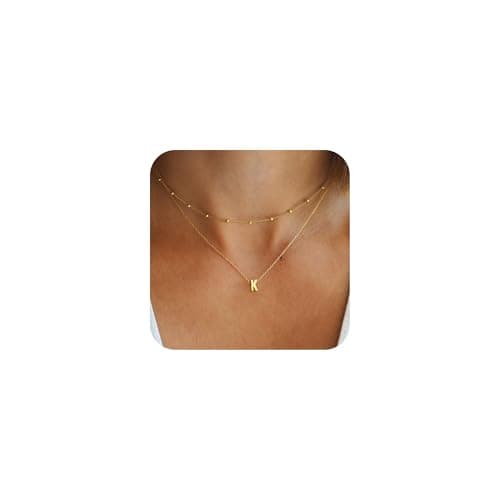 BAYLAY Dainty 18K Gold Filled Initial Necklace Trendy Choker Pendant