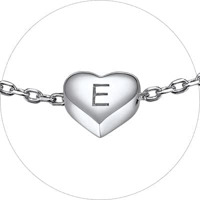 Chic Personalized 925 Sterling Silver Heart Initial Bracelet for Women(with Gift Box)
