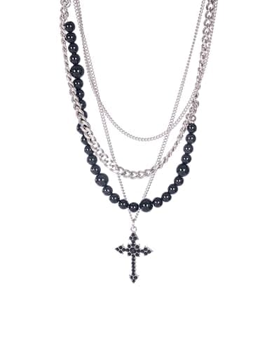 HEAKEY Stainless Steel Layered Hip Hop Choker Necklace