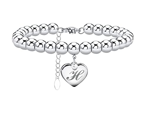 Monily Stainless Steel Heart Alphabet Bracelet for Women
