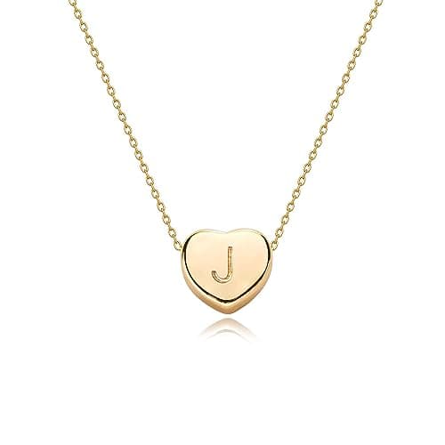 Fettero Tiny Gold Initial Heart Necklace 14K Gold Plated