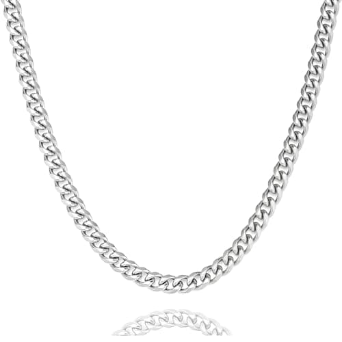 Lamciaga 5mm Silver Gold Stainless Steel Chain Necklace, 18"/20"/24" for Men Boys Women