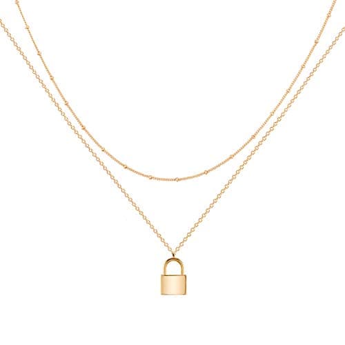 MEVECCO Handmade 18k Gold Plated Heart Arrow Layered Choker Necklace for Women