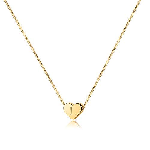 14K Gold Plated Heart Pendant Letter Necklace - Mum's Mothers Day Gift